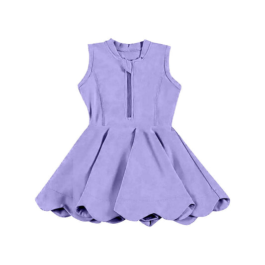 custom purple zipper sleeveless with shorts girls dress