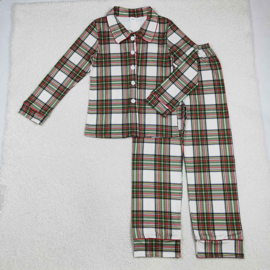 BLP1277 Christmas green red checkered long sleeve pants adult man pajamas
