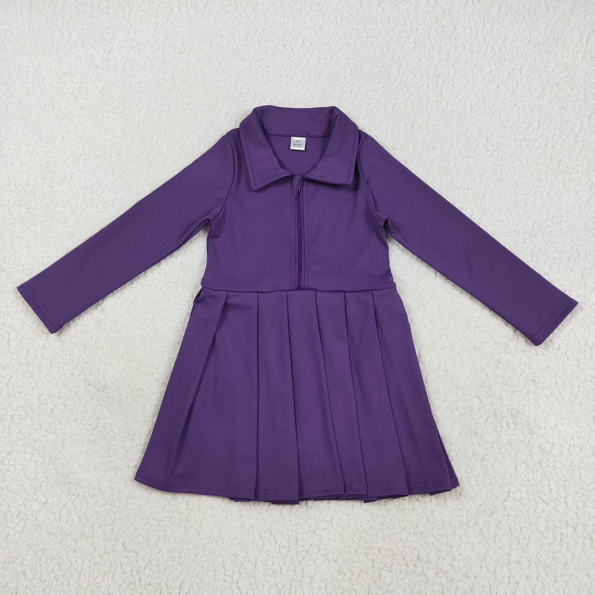 GLD1152 yoga purple zipper long sleeve girls dress