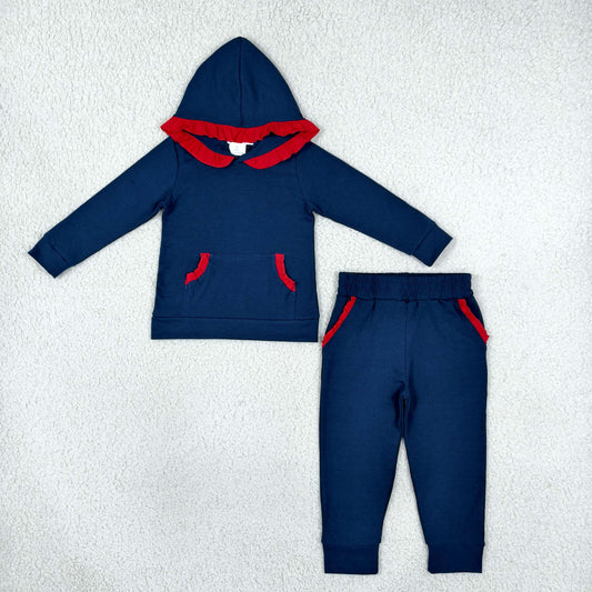 GLP3564 Navy Blue Hoodie long Sleeve Pants Girls Set