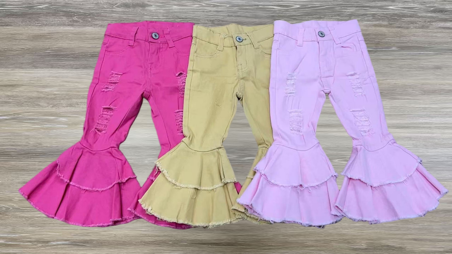 Colorful Bell-bottom Girls Jeans Sibling Clothes RTS