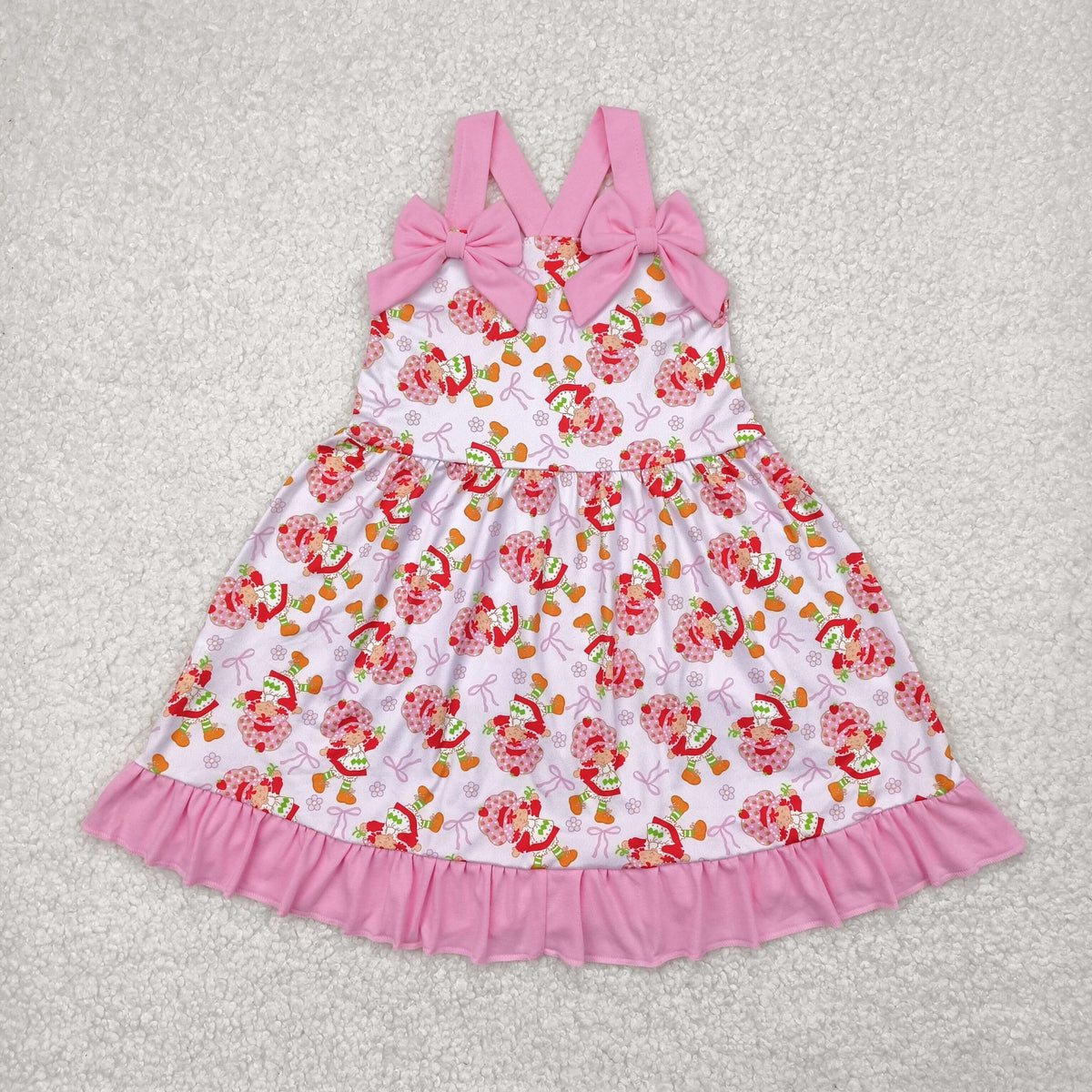 GSD2213 cute strawberry girl pink bows girls dress