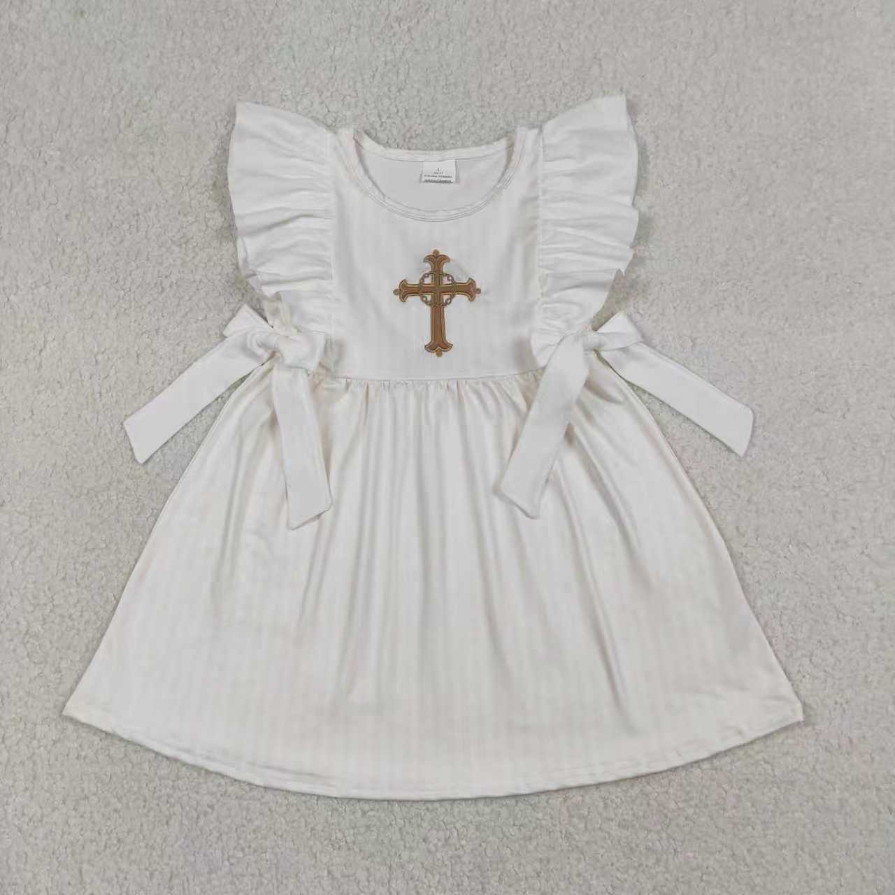 Embroidery Easter Cross Dress/Romper RTS Sibling Clothes
