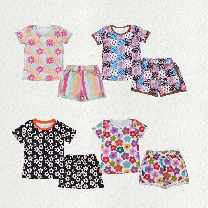 flowers floral girls set Sibling Clothes RTS