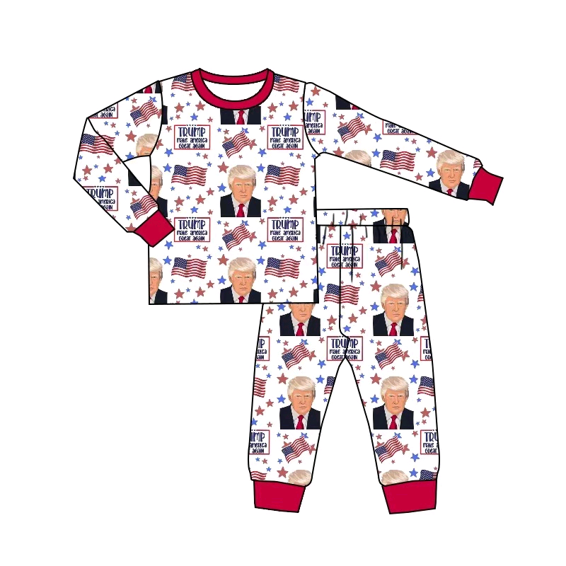 custom Trump flag red long sleeve pants boys pajamas
