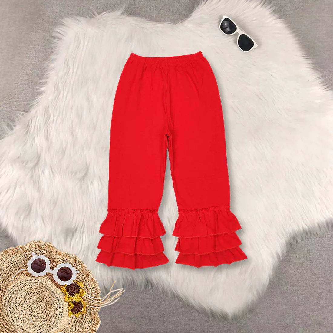 cotton solid color ruffles girls pants RTS Sibling Clothes