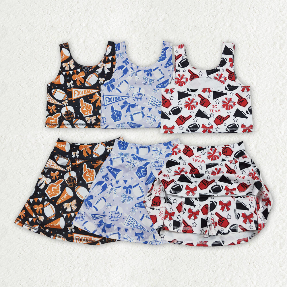 yoga cheer football iteam sleeveless skorts girls set RTS sibling clothes