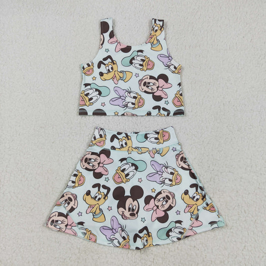 GSD2353 yoga cartoon M animals sleeveless shorts girls set