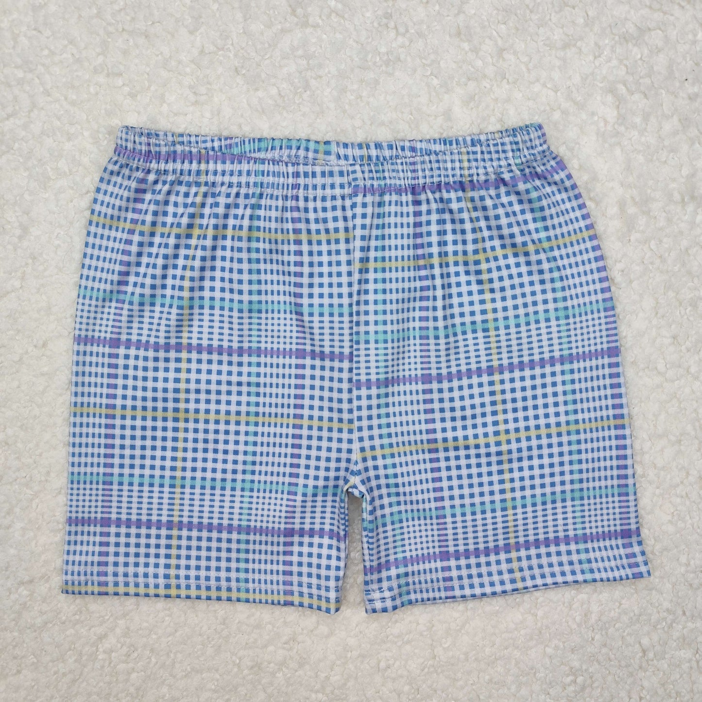 SS0422 Blue Striped Checkered Kids Shorts