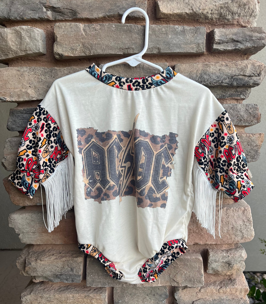 preorder Leopard Tassels White Long Sleeves Kids Romper