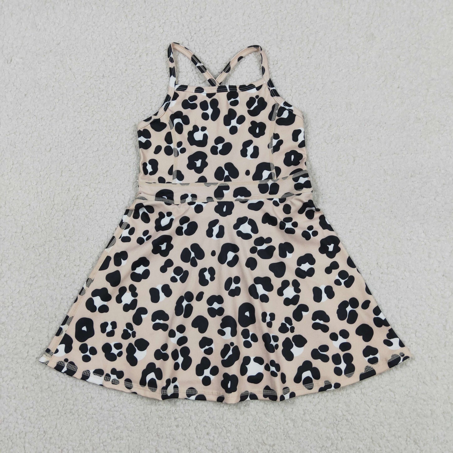 GSD2650 yoga brown leopard girls dress shorts