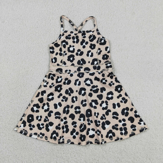 GSD2650 yoga brown leopard girls dress shorts