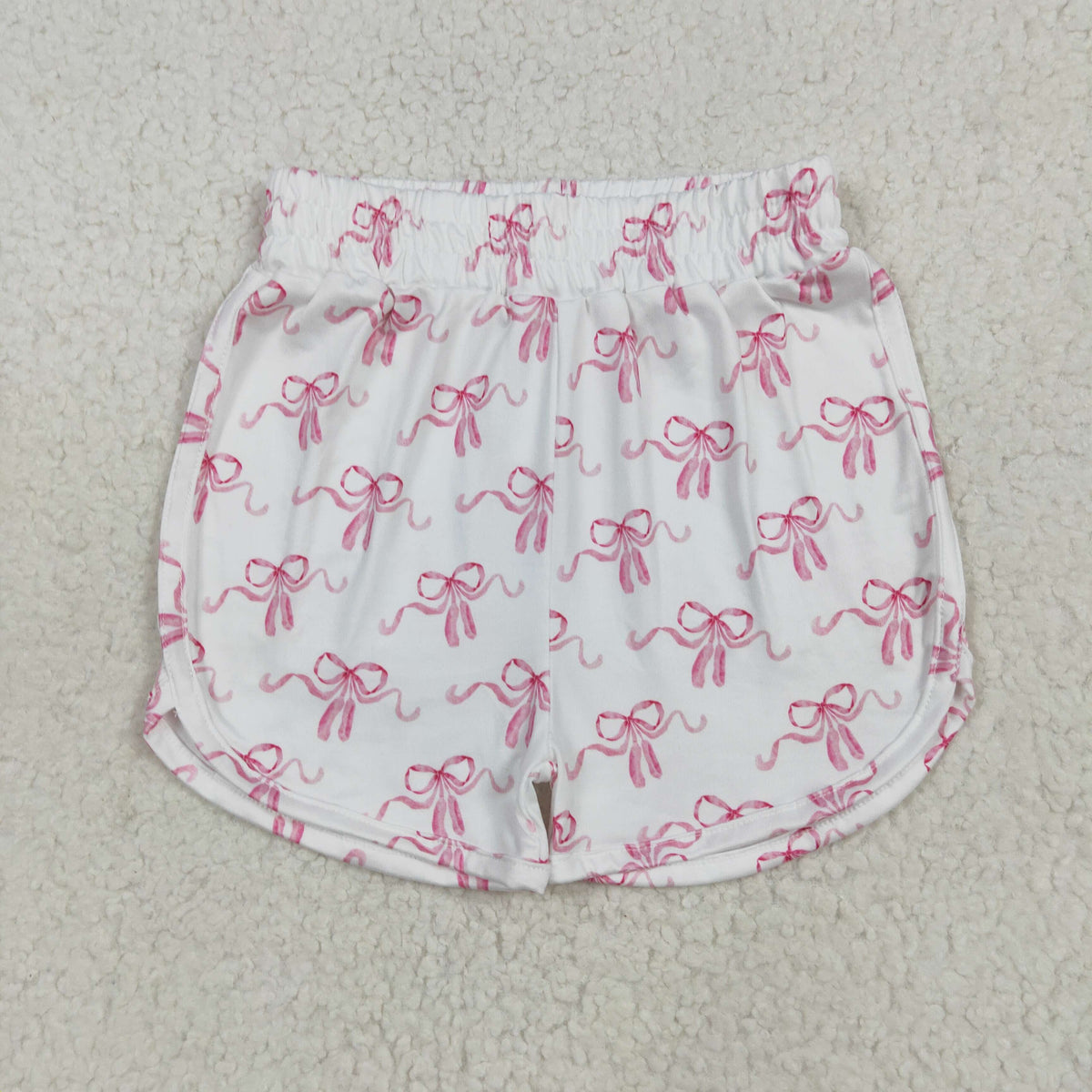 SS0608 pink bows girls shorts milk silk