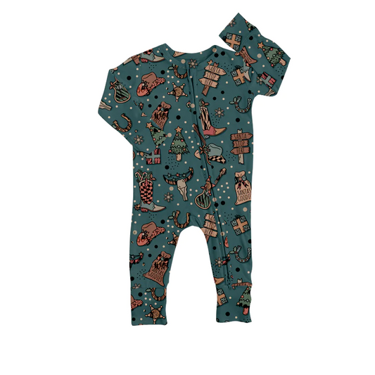 custom S 9.12 Western tree boot cow long sleeve kids romper