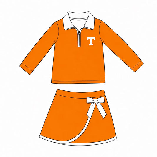Custom Moq 5 Yoga TENNESSEE Orange Long Sleeve Skorts Girls Set