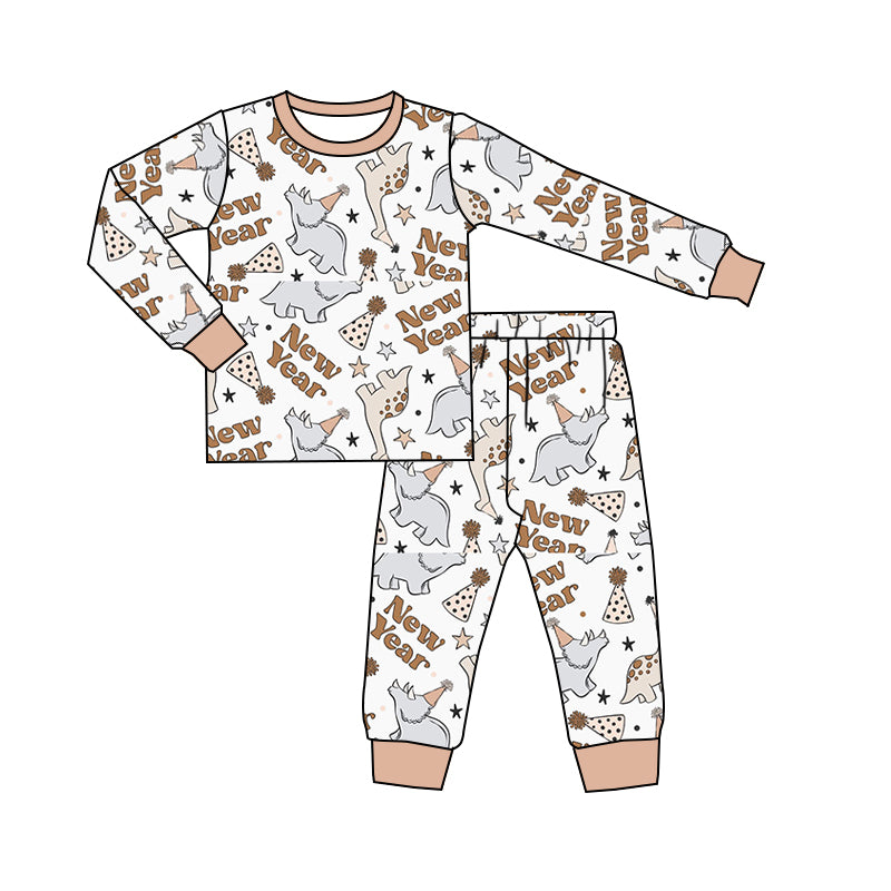 custom S 8.22 New year long sleeve pants boys pajamas