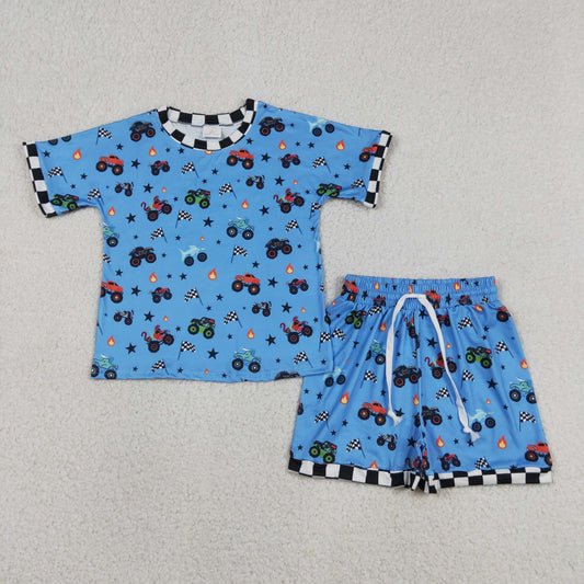 BSSO1641 Off-road Blue Short Sleeve Shorts Boys Set