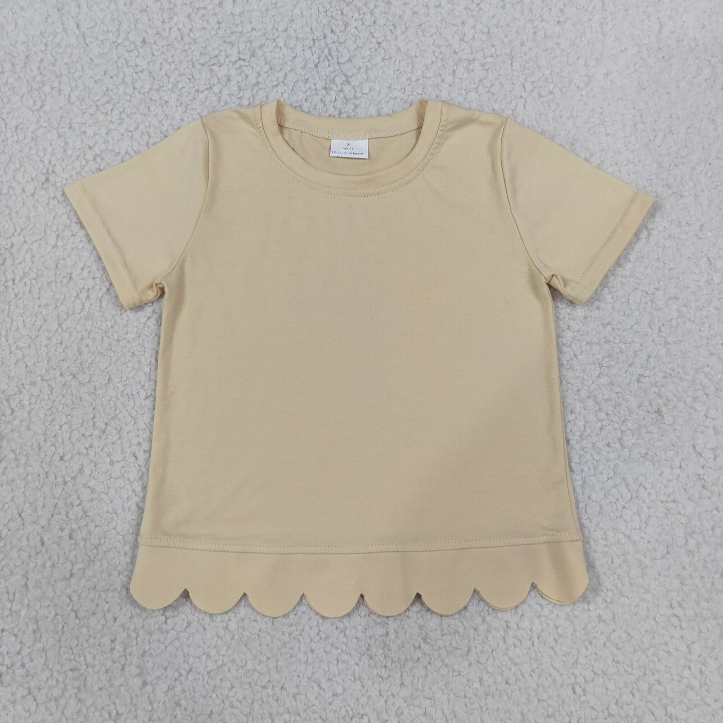 GT1770 Scallop Khaki Short Sleeve Girls Top
