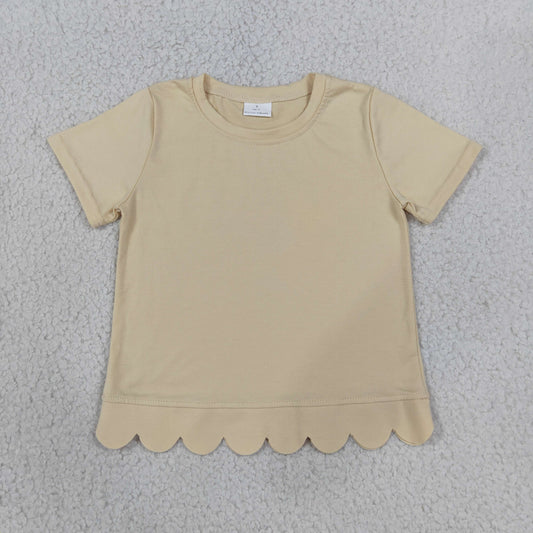 GT1770 Scallop Khaki Short Sleeve Girls Top