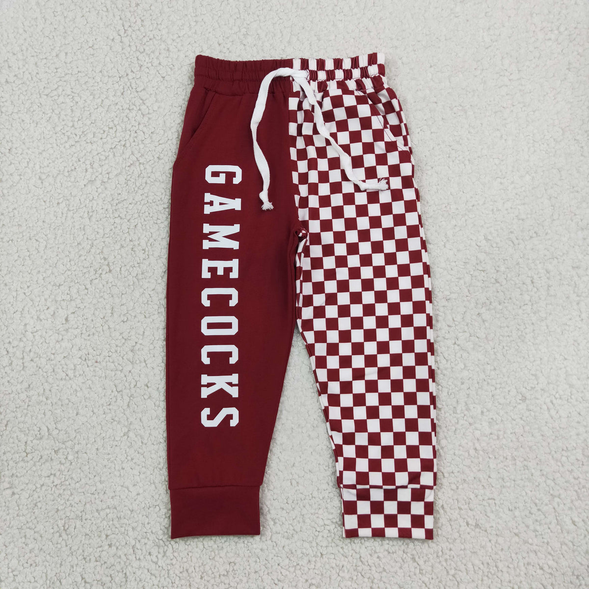 P1064 Offset Printing GAMECOCKS Maroon Checkered Boys Pants