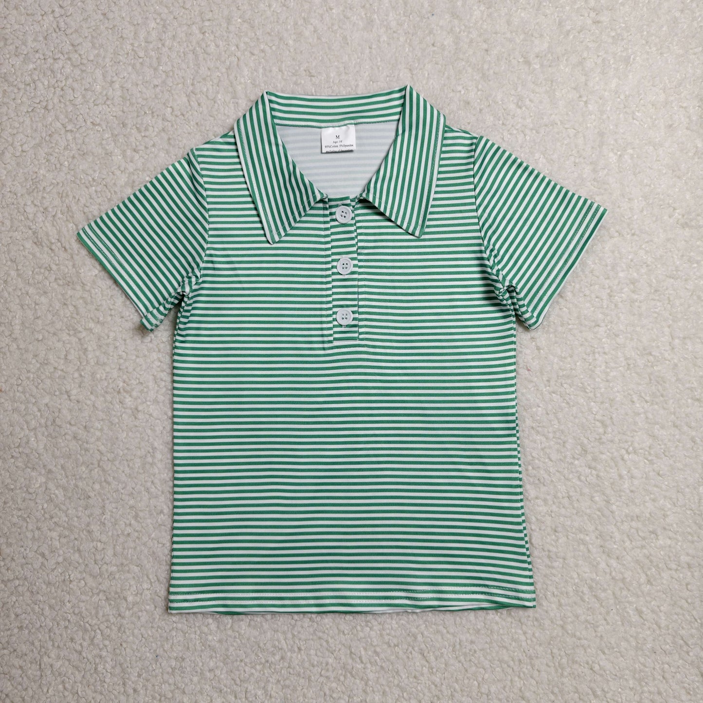 BT1832 Green Striped Short Sleeve Boys Top