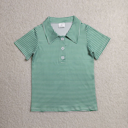 BT1832 Green Striped Short Sleeve Boys Top