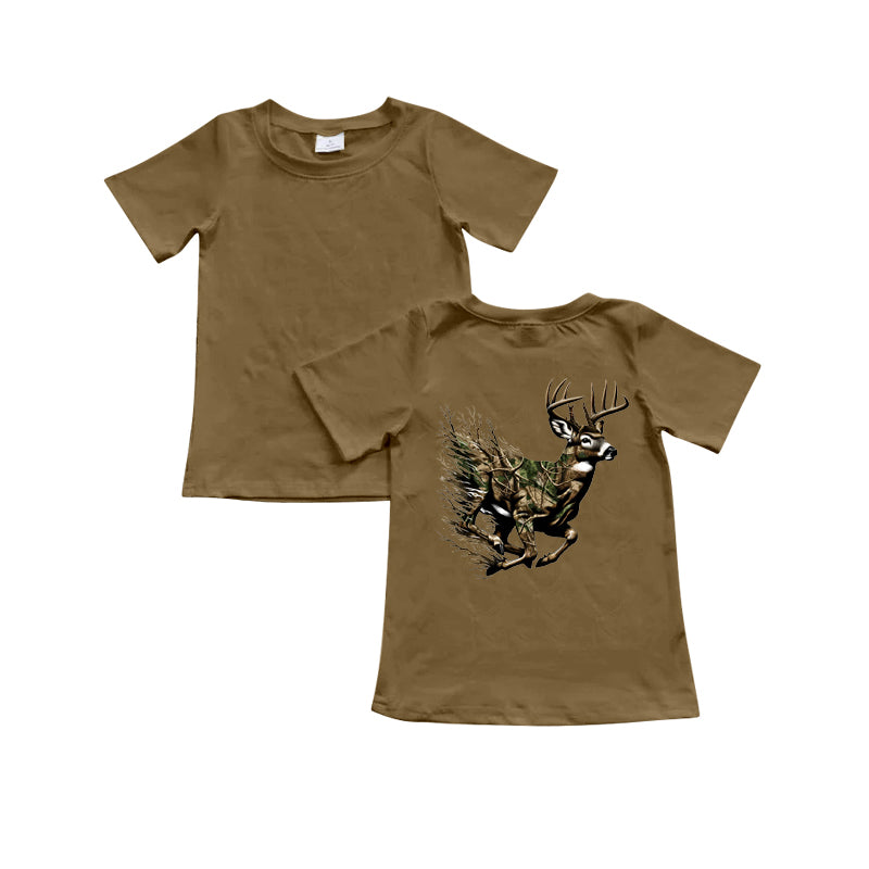 preorder BT1079 hunting camo deer brown short sleeve boys top