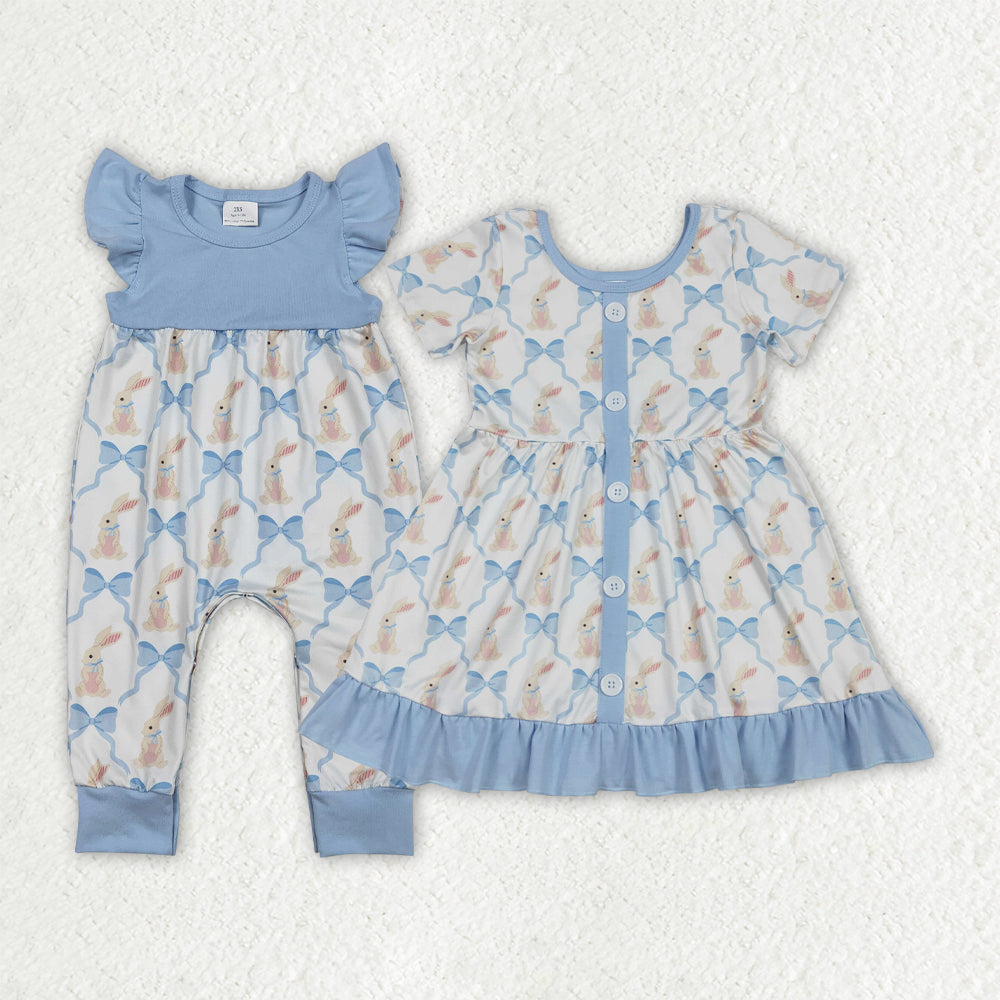 Easter Rabbit Bunny Bows Dress/Romper Sibling Clothes RTS