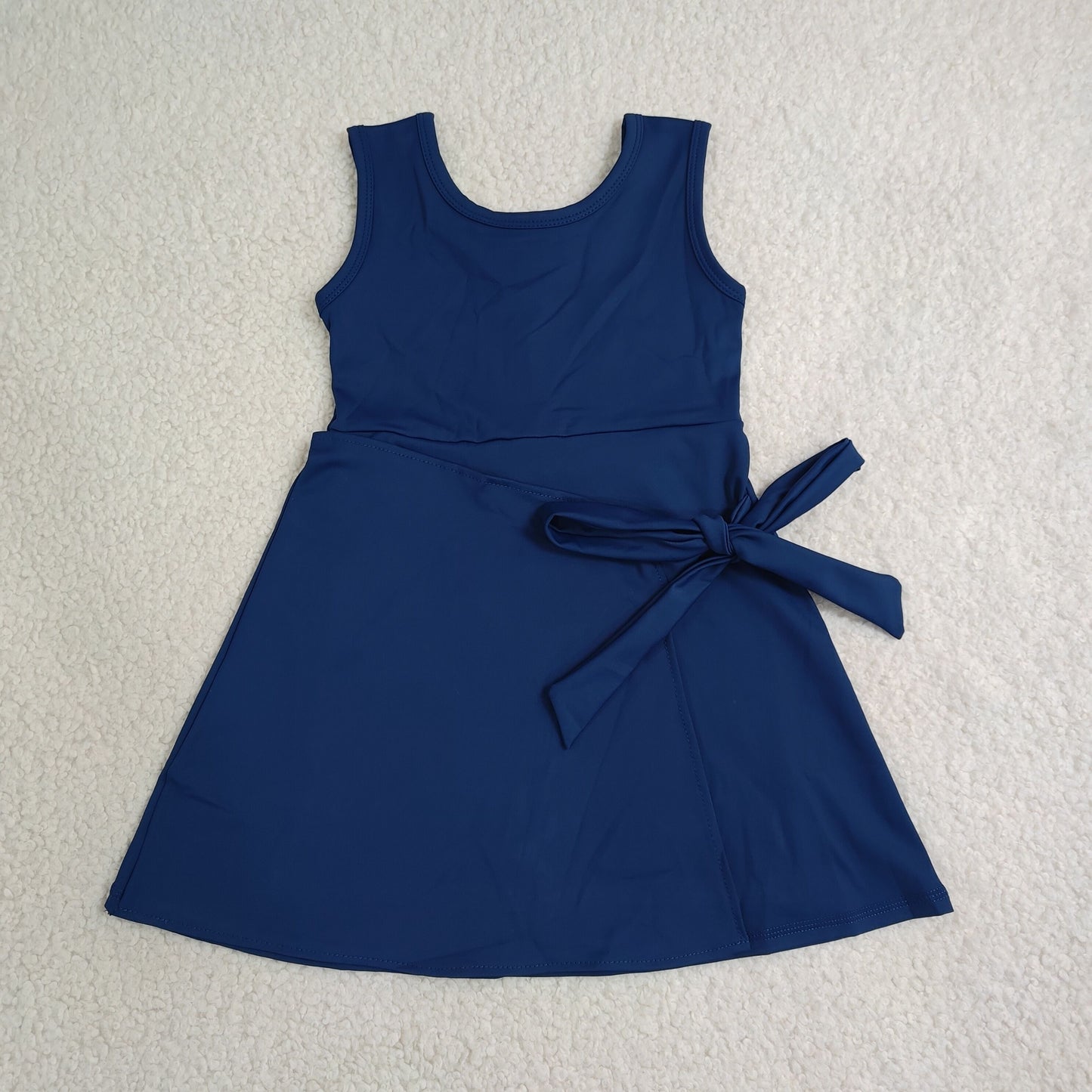 GSD3880 Yoga Solid Color Navy Blue Sleeveless Skorts Girls Dress