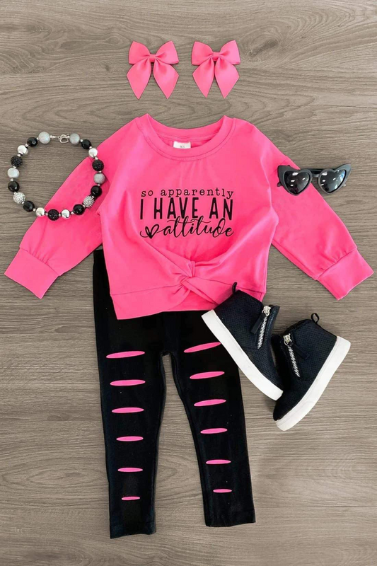 custom moq 3 I Have An Pink Long Sleeve Black Pants Girls Set