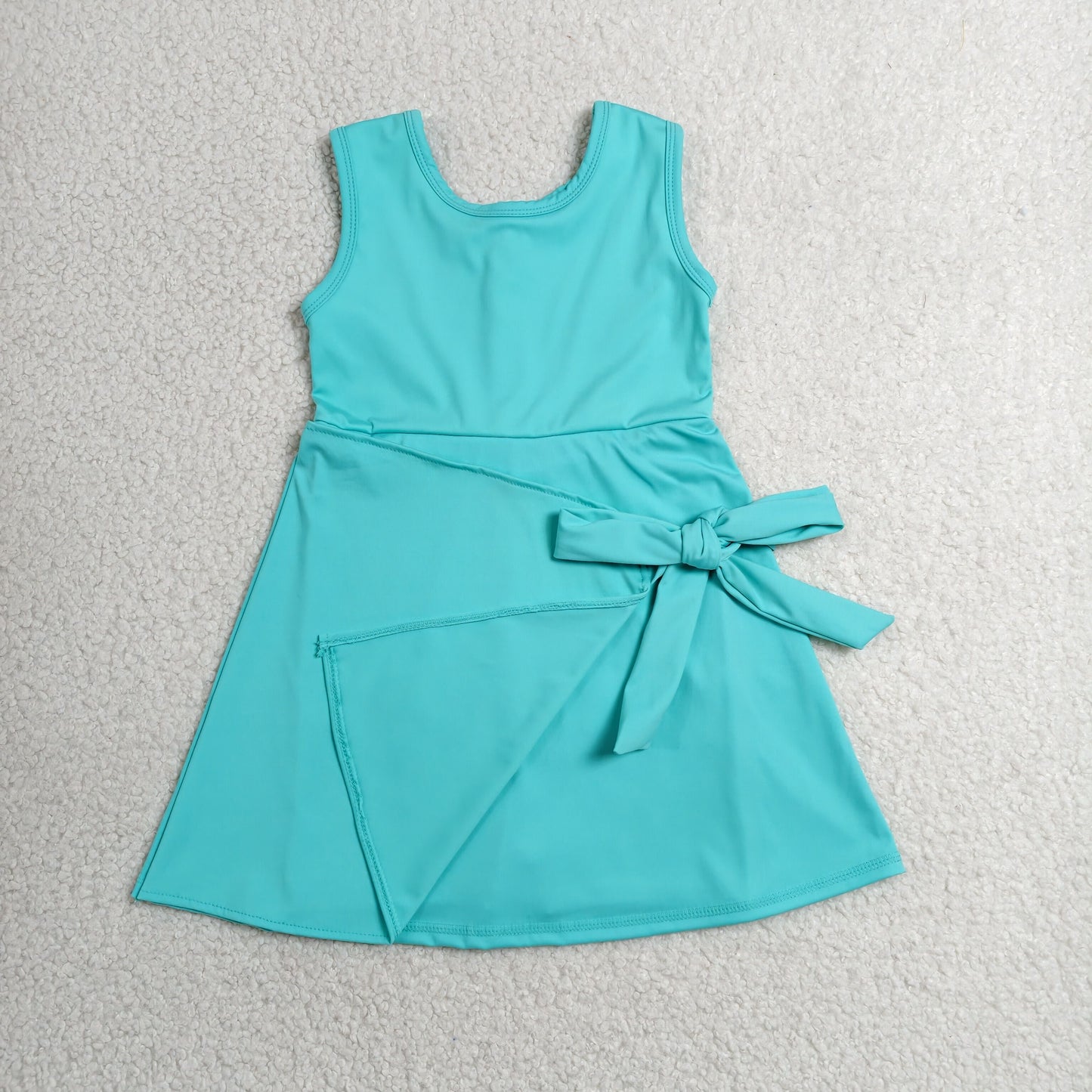 GSD3876 Yoga Solid Color Blue Sleeveless Skorts Girls Dress