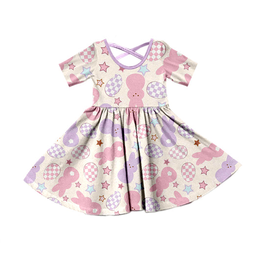 preorder GSD0527 Easter rabbit purple pink short sleeve girls dress