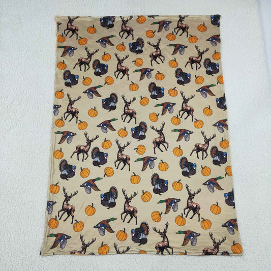 BL0292 Hunting Mallard Deer Turkey Pumpkin Baby Blanket