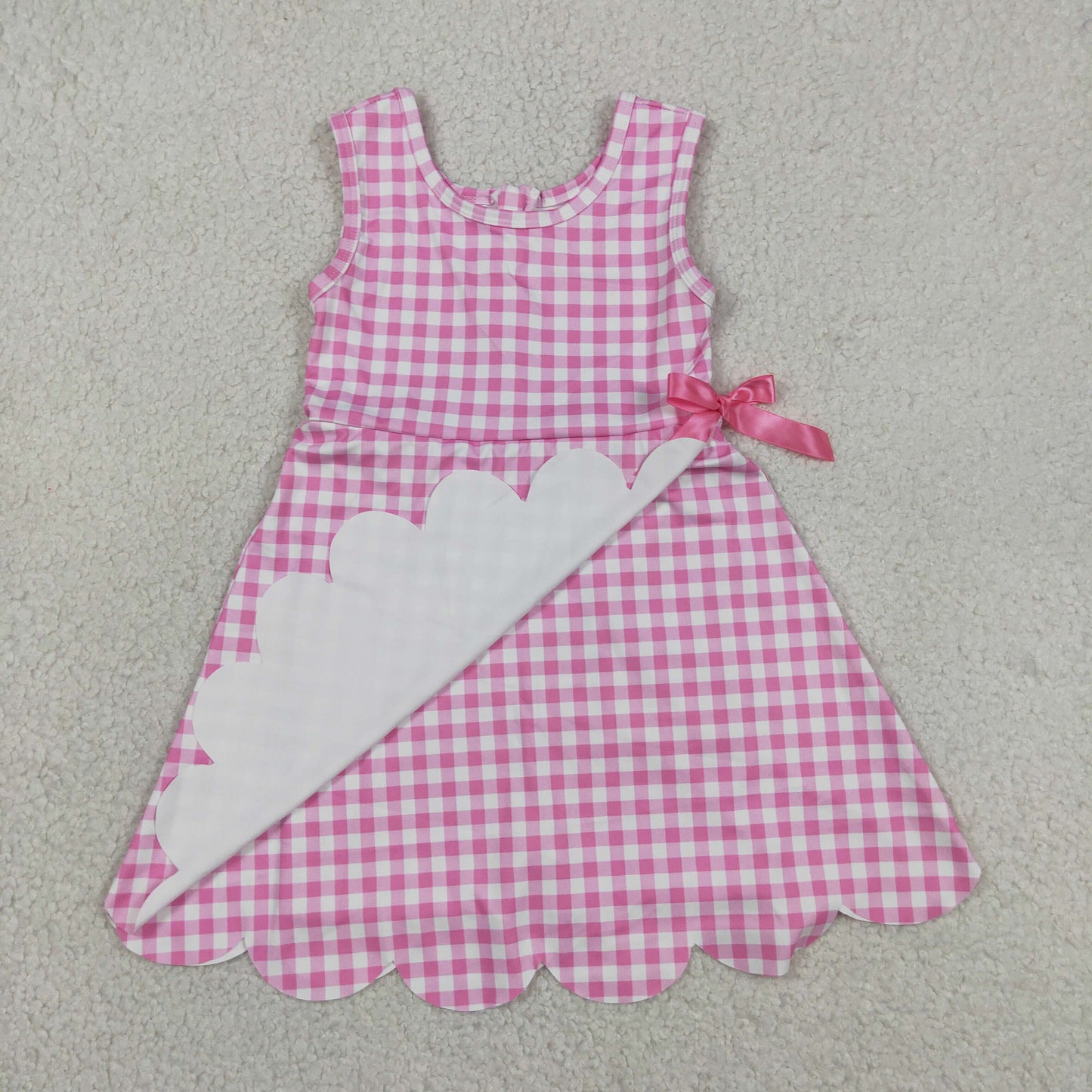 GSD3779 Yoga Pink Checkered Sleeveless Skorts Girls Dress