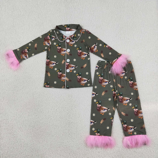 GLP3629 Mallard Duck Fur Long Sleeve Pants Girls Pajamas