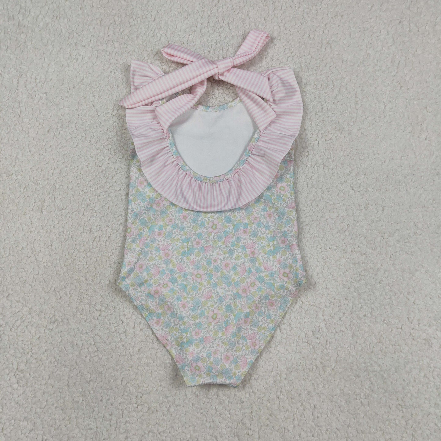 S0732 Flowers Pink Girls Swimsuits