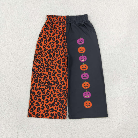 P113396 Halloween Pumpkin Leopard Girls Pants