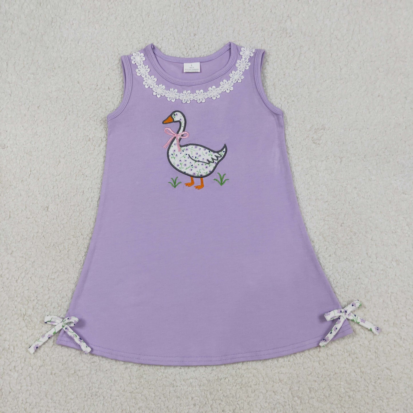 Embroidery GSD2942 cute goose bows sleeveless girls dress