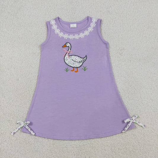 Embroidery GSD2942 cute goose bows sleeveless girls dress