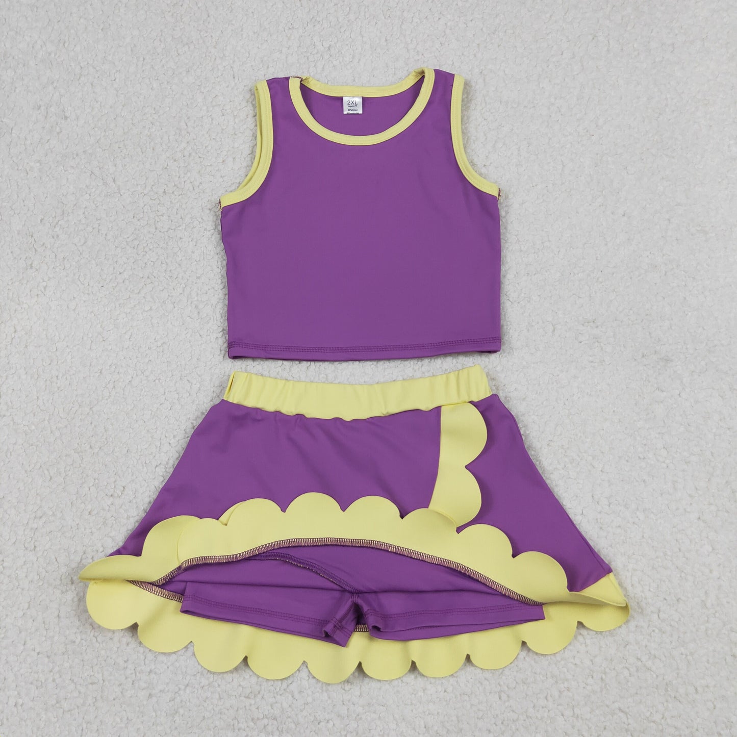 GSD4015 Yoga Purple Sleeveless Skorts Girls Set