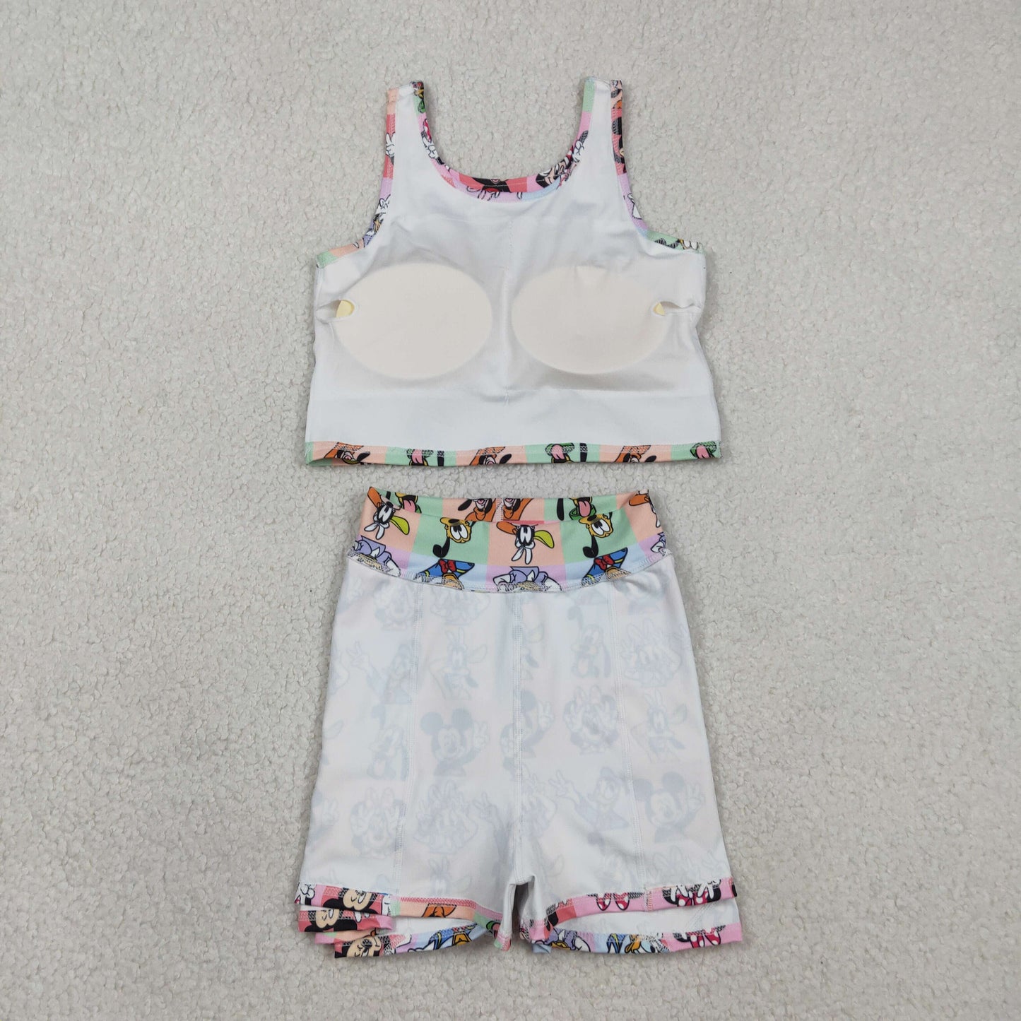 GSD2333 yoga cartoon M sleeveless skirt with shorts girls set