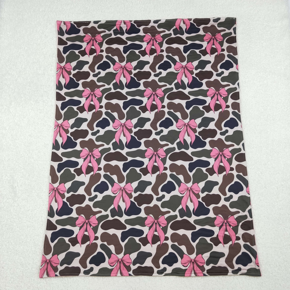 BL0189 hunting camo duck camo pink bows baby blanket
