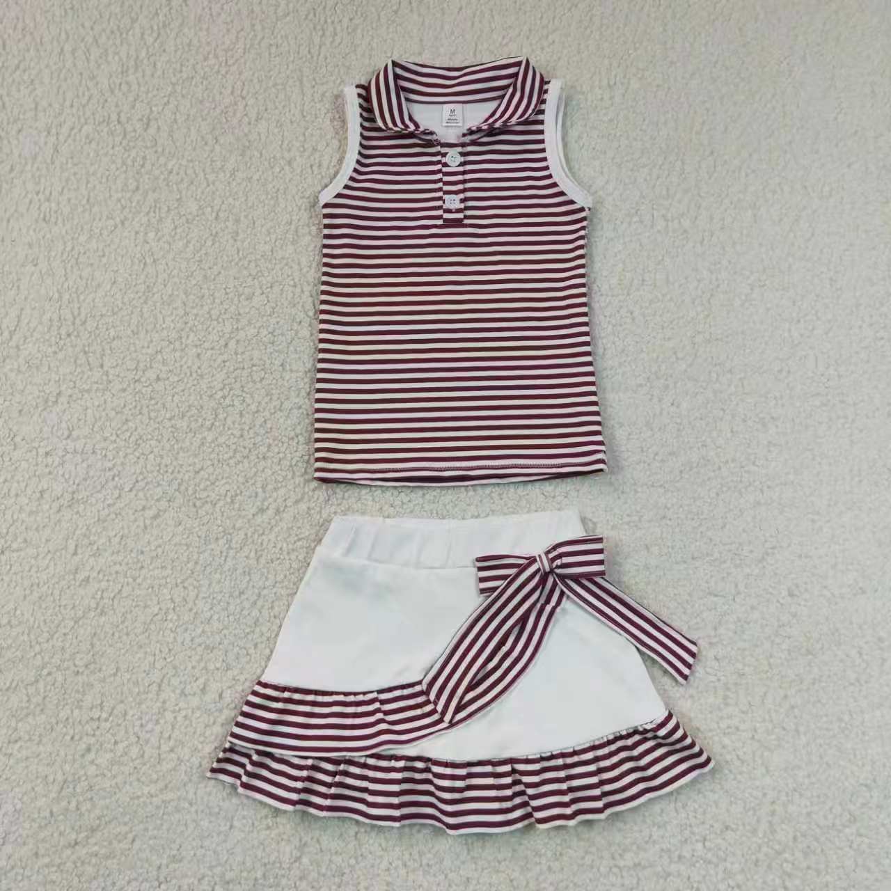 Yoga Colorful Striped Sleeveless Skorts Girls Set RTS Sibling Clothes