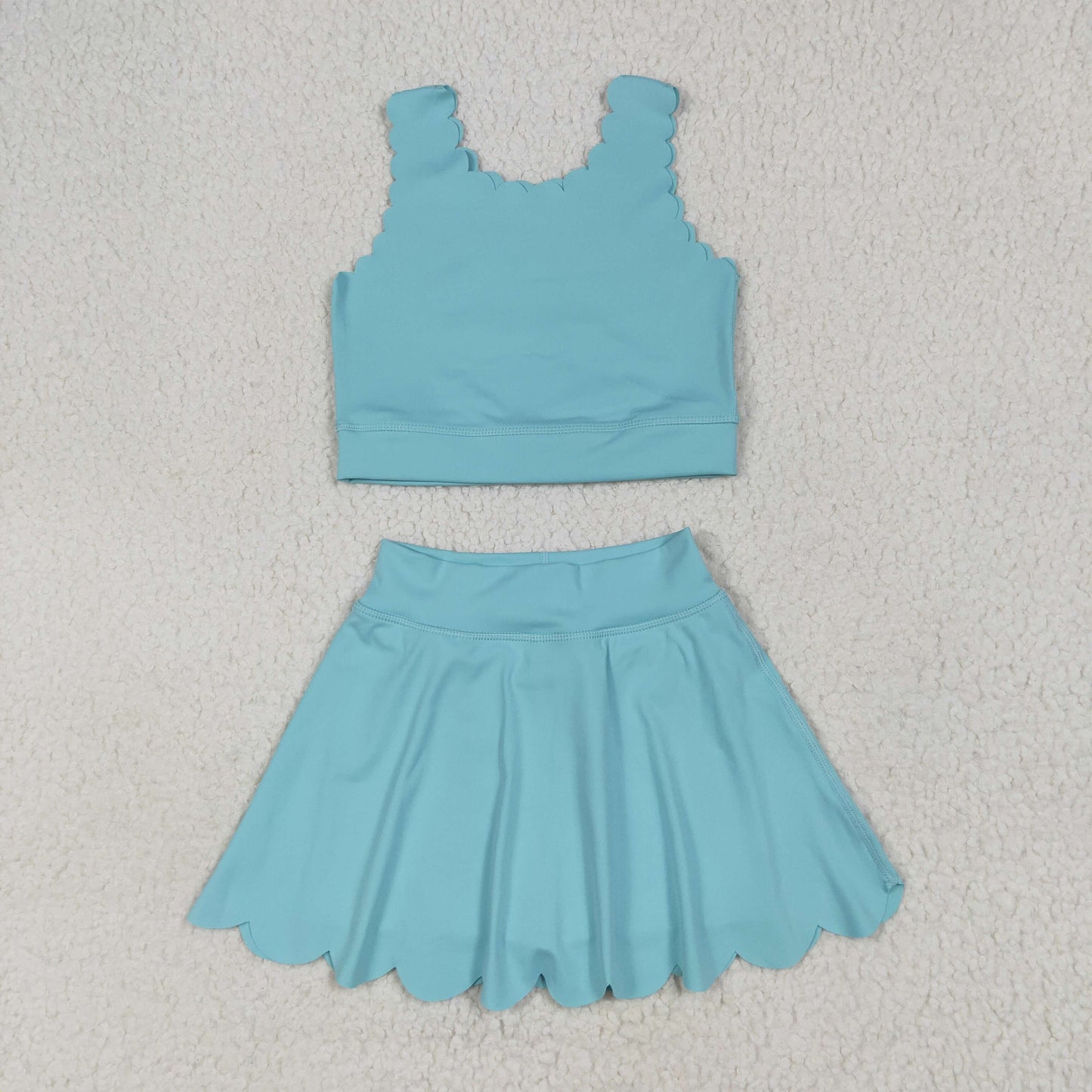 GSD2096 yoga blue sleeveless skirt with shorts skorts girls set