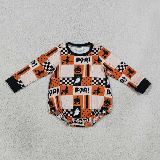 LR3239 Halloween Spooky BOO Long Sleeve Boys Romper