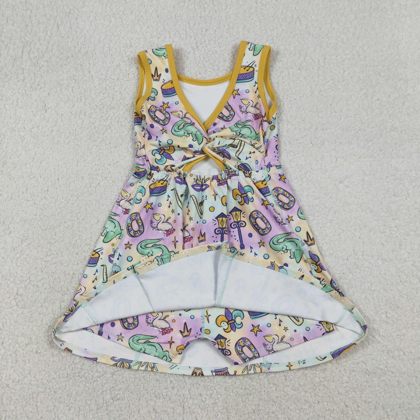 GSD2949 yoga Mardi Gras sleeveelss skorts girls dress