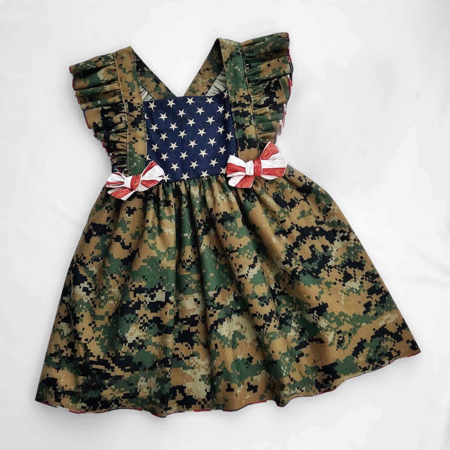 preorder GSD0580 July 4th camo flutter sleeve girls dress