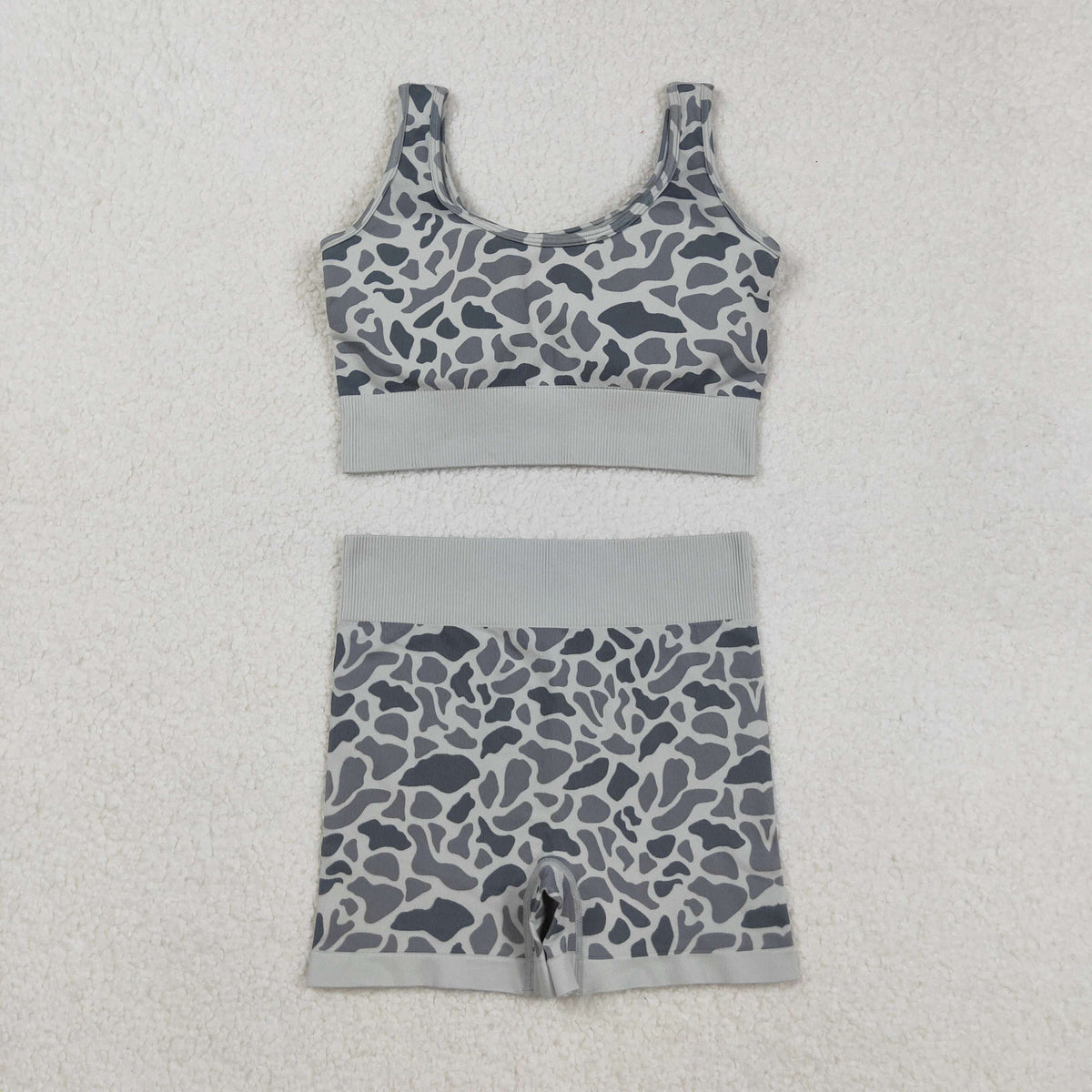 USA SHOP GSSO2702 adult women grey camo sleeveless shorts set