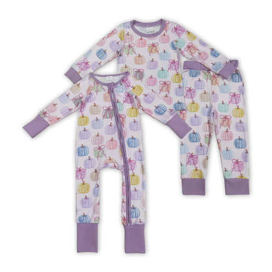 colorful pumpkin purple romper/pajamas RTS Sibling Clothes
