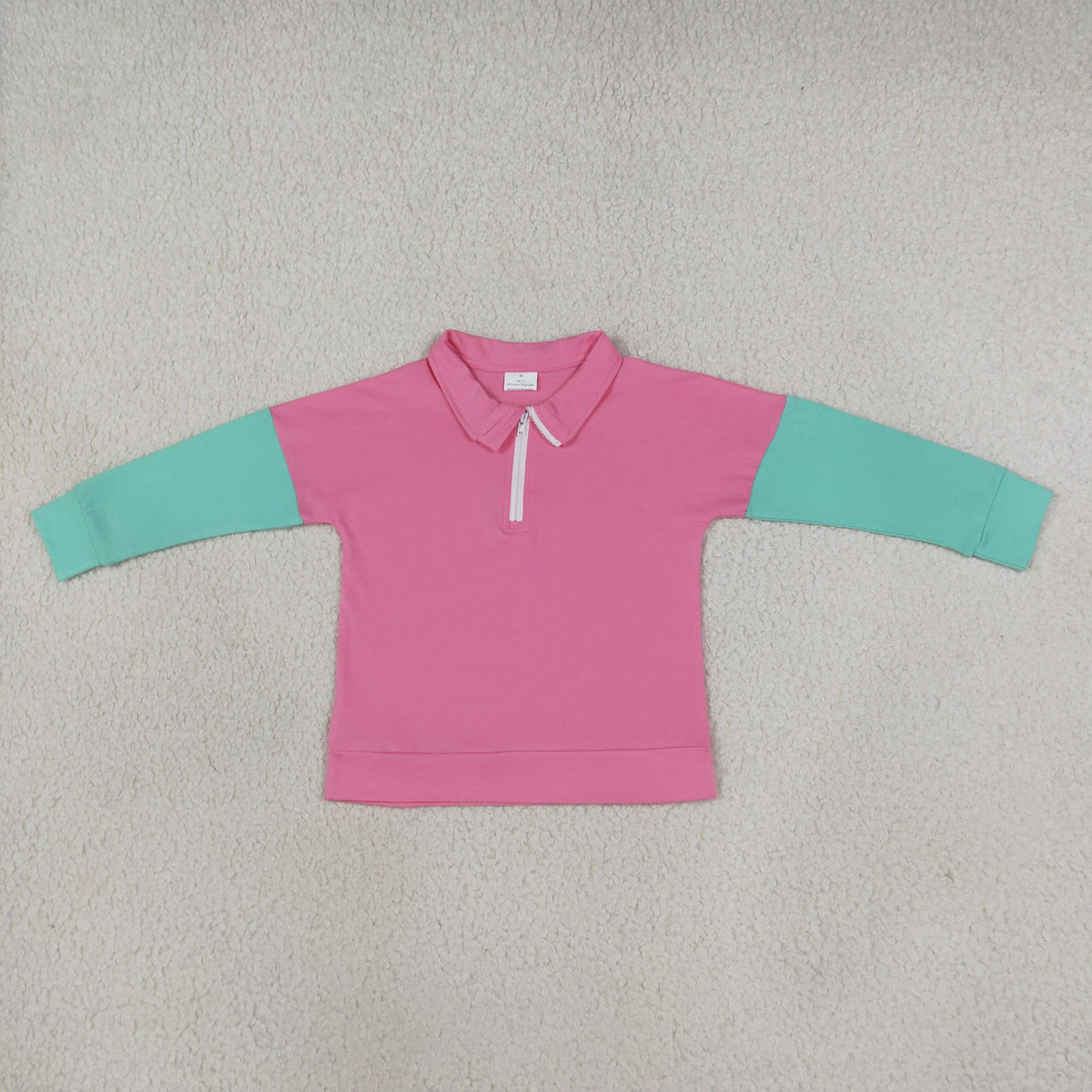 GT1820 Pink Zipper Long Sleeve Girls Top